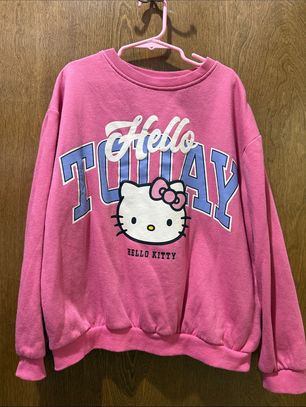 Hello Kitty Pink Sweatshirt with Blue and White Graphic